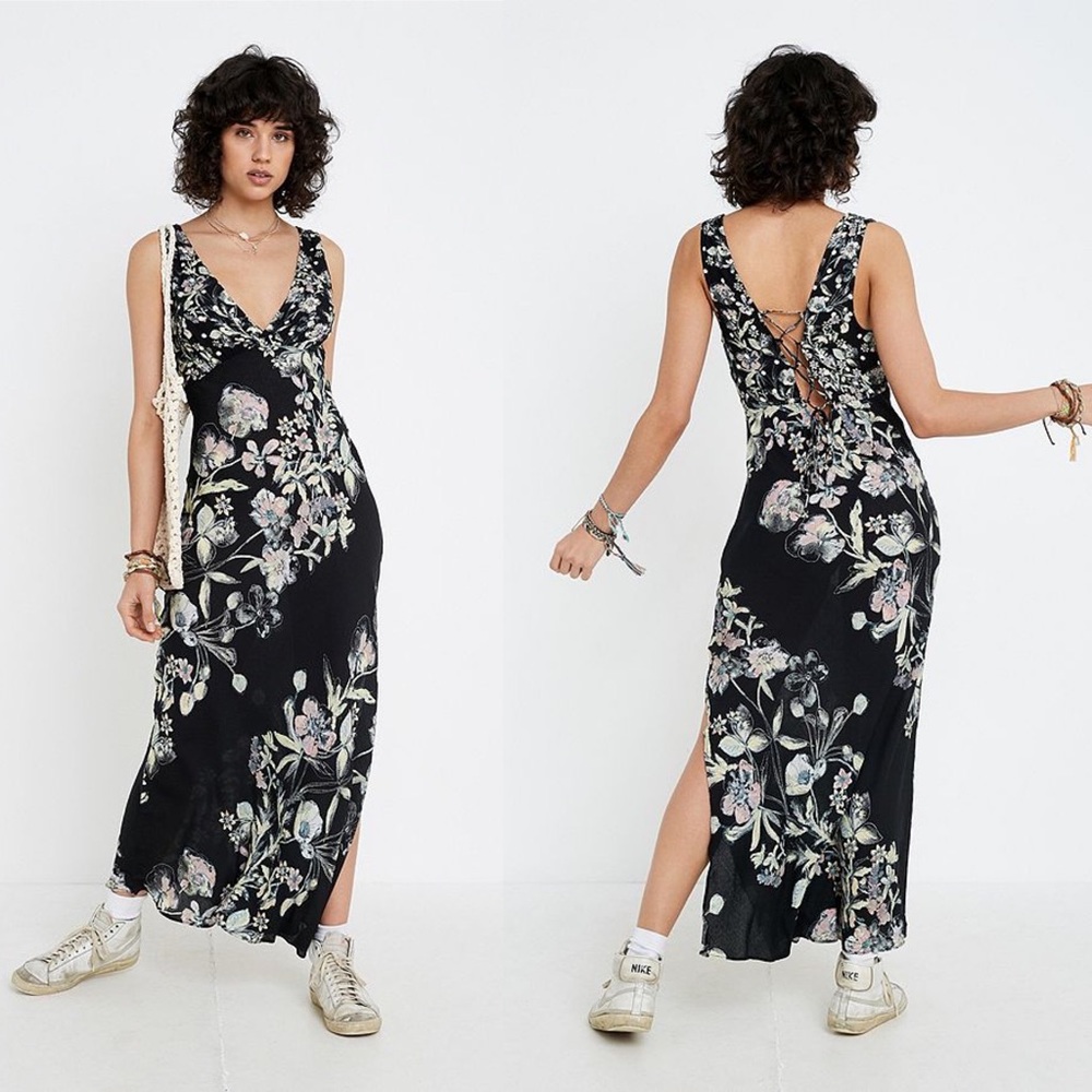 Free People Never Too Late Maxi Dress Lace Back S